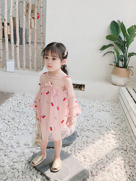 豹纹兔童装品牌2019春夏超洋气网纱裙
