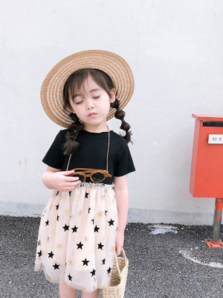 豹纹兔童装品牌2019春夏休闲洋气短袖裙子