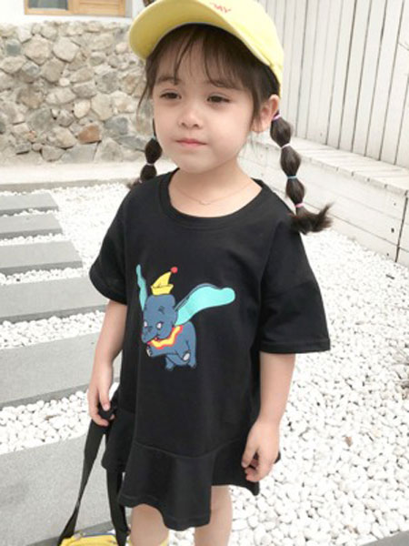豹纹兔童装品牌2019春夏韩版卡通卫衣裙