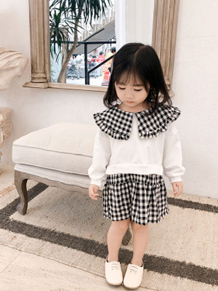 豹纹兔童装品牌2019春夏韩版格子连衣裙儿童韩版针织童裙