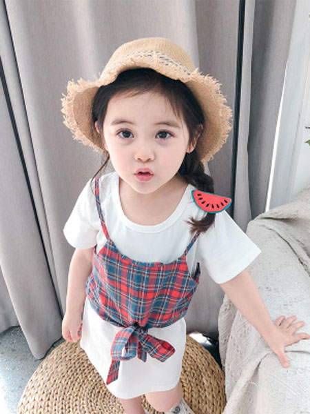 童装品牌2019春夏韩版休闲短袖纯棉裙子套装
