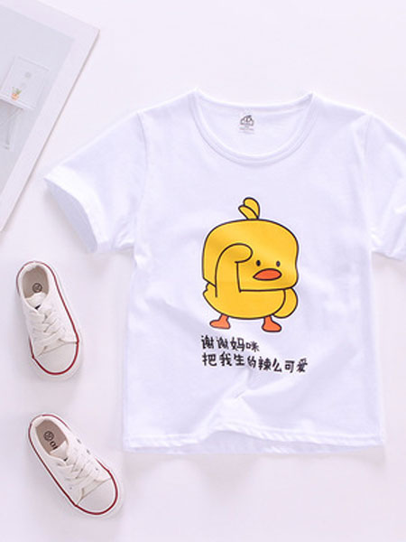 童装品牌2019春夏纯棉卡通图案短袖T恤
