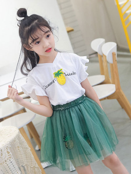 童装品牌2019春夏韩版洋气两件套儿童时髦纱裙套装