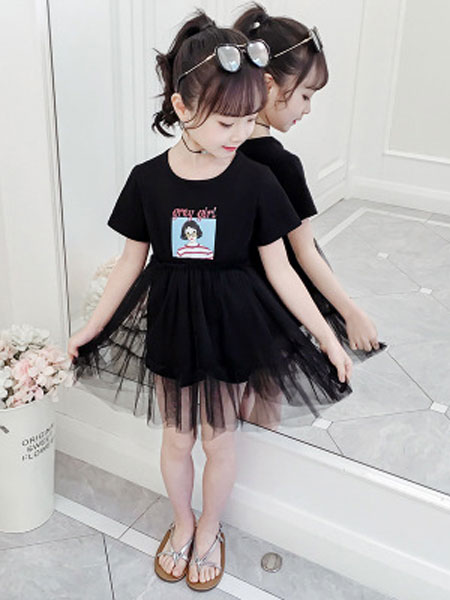 童装品牌2019春夏韩版时髦洋气连衣纱裙
