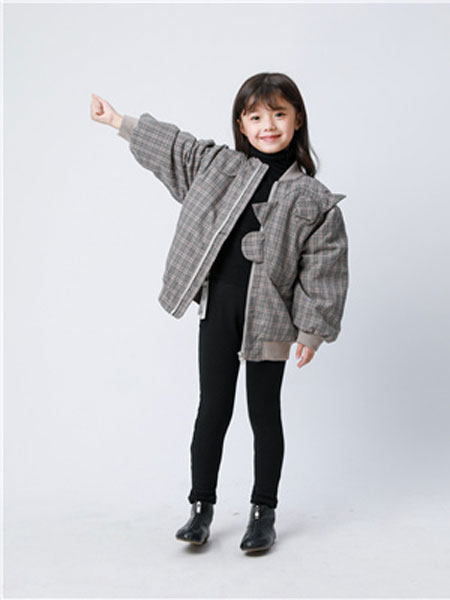 童装品牌2019春季格纹夹克外套