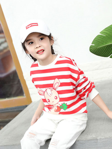 童装品牌2019春夏女孩卫衣洋气针织韩版套头