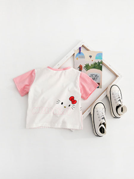 棉朵童装品牌2019春夏韩版卡通印花短袖T恤打底衫