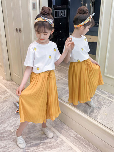 巧乐虎童装品牌2019春夏时尚洋气两件套装