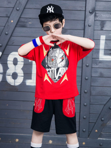 童装品牌2019春夏嘻哈街舞运动服两件套