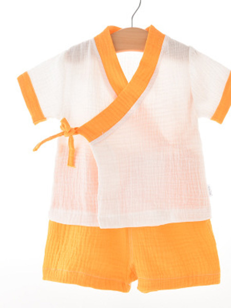 童装品牌2019春夏纱布衣服和服汉服宝宝短袖睡衣儿童爬服