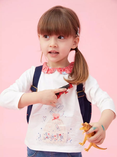 思佳美儿童装品牌2019春夏新款甜美可爱印花长袖T恤