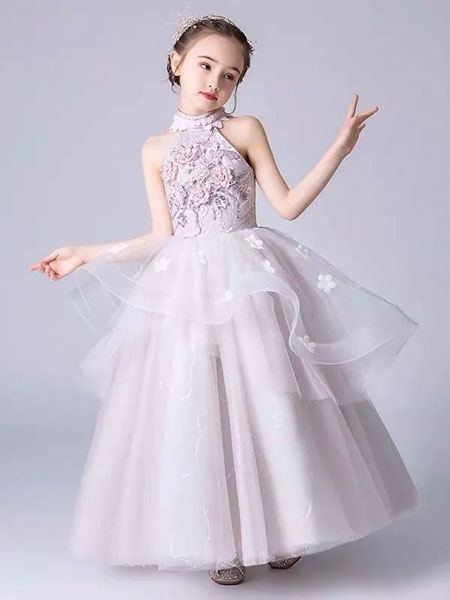 童装品牌2019春夏蓬蓬纱小主持人晚礼服女童钢琴演出礼服