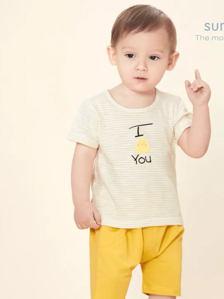 婴姿坊yingzifan童装品牌2019春夏条纹短袖 时尚潮衣两件套装