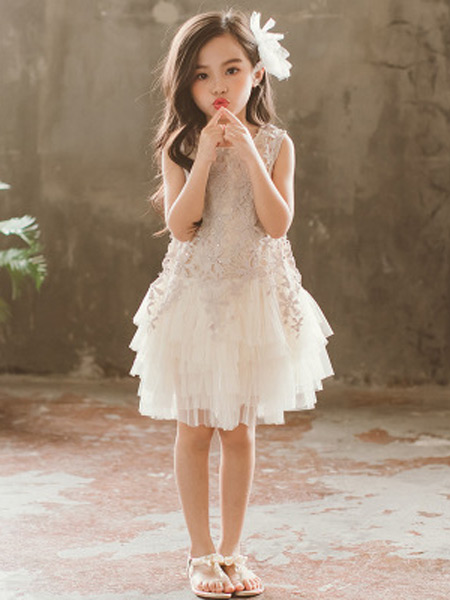 梵曦童装品牌2019春夏新款表演舞蹈儿童公主裙蕾丝女童连衣裙