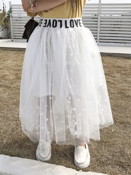 童装品牌2019春夏新款韩版假两件圆点纱裙波点半生纱裙