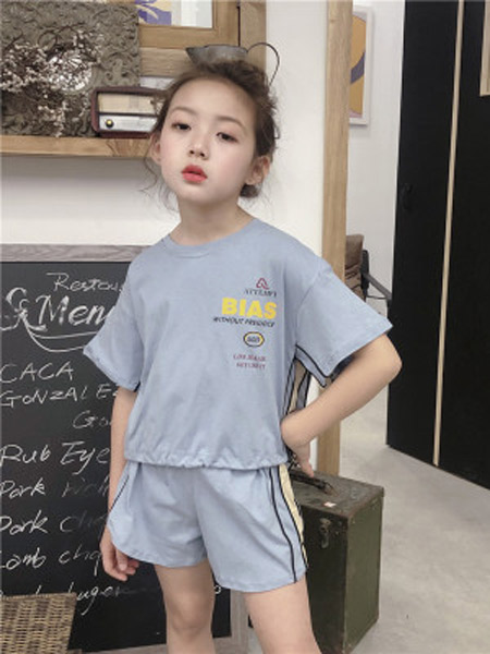 木口羊童装品牌2019春夏新款韩版儿童抽绳运动套装