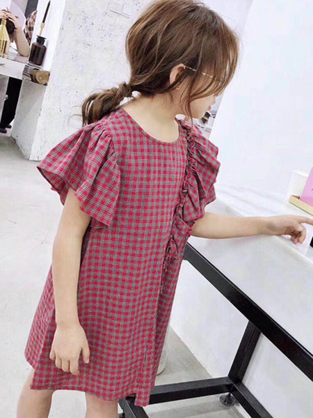 木子MUUZI童装品牌2019春夏个性木耳边短袖连衣裙