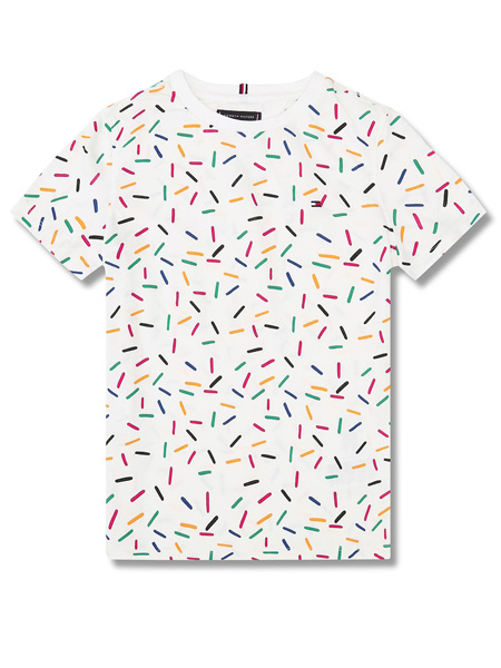 Tommy Hilfiger童装品牌2019春夏白底多色印花大男童圆领短袖T恤