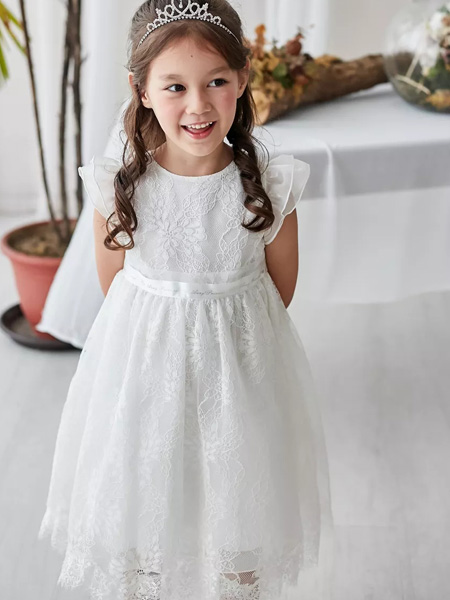 童装品牌2019春夏白色短袖仙女款公主裙