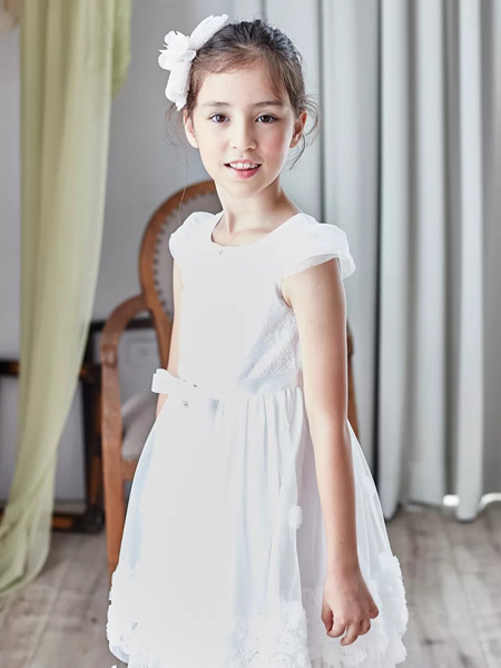 童装品牌2019春夏白色无袖仙女款公主裙