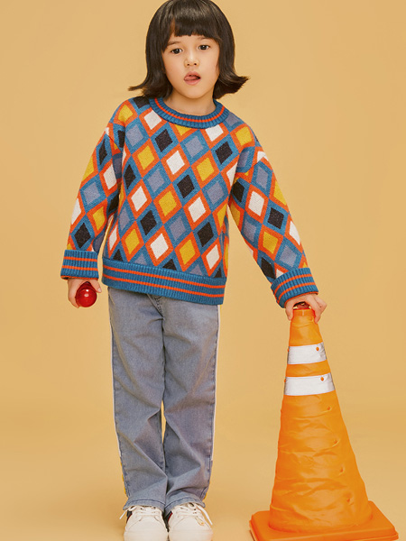 LROLIO童装品牌2019秋冬菱形格子卫衣