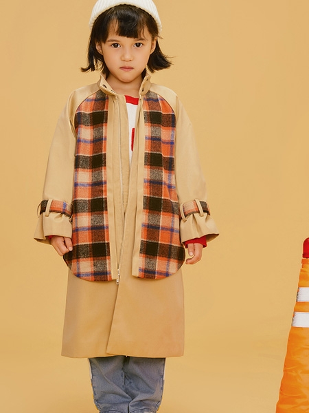 LROLIO童装品牌2019秋冬拼色格子边领外套