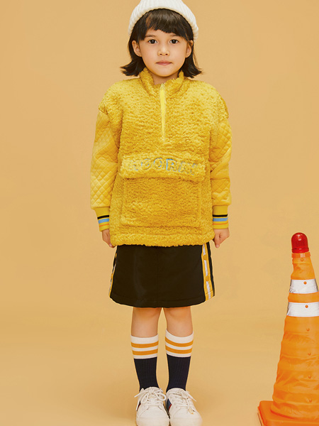 童装品牌2019秋冬黄色长款外套