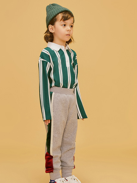 LROLIO童装品牌2019秋冬竖格绿色上衣