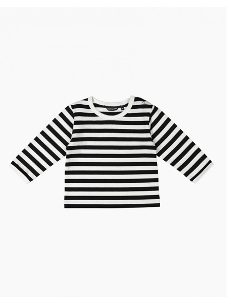 marimekko童装品牌2019春夏黑白条纹长袖上衣