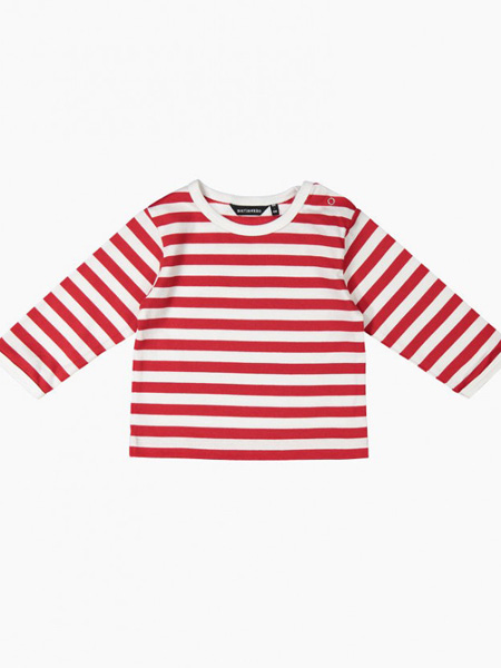 marimekko童装品牌2019春夏红白条纹长袖上衣