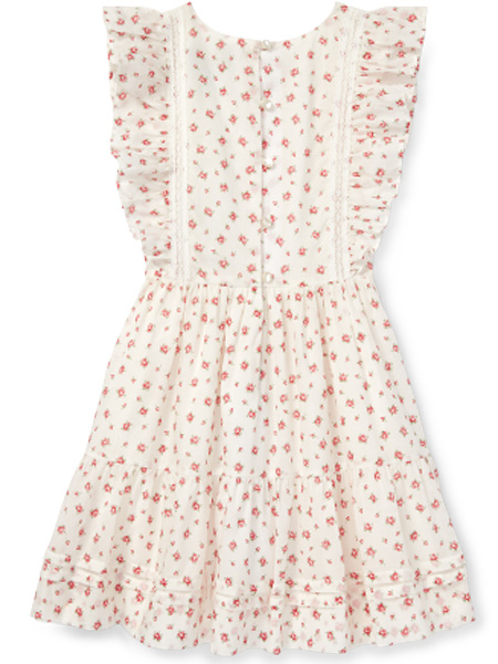 Ralph Lauren童装品牌2019春夏花卉图案褶边连衣裙