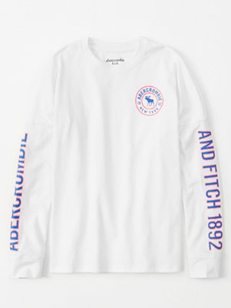 Abercrombie Kids童装品牌2019春夏闪耀 logo款长袖t恤