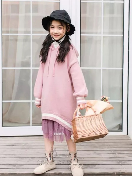 猫王COROLCAT童装品牌2019秋季新款韩版拼接连帽上衣宽松大码套头长袖卫衣