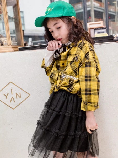 猫王COROLCAT童装品牌2019秋季新款韩版宽松格子衬衫
