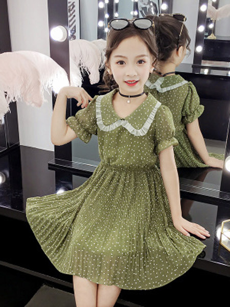 童装品牌2019春夏新款韩版时尚洋气雪纺连衣裙