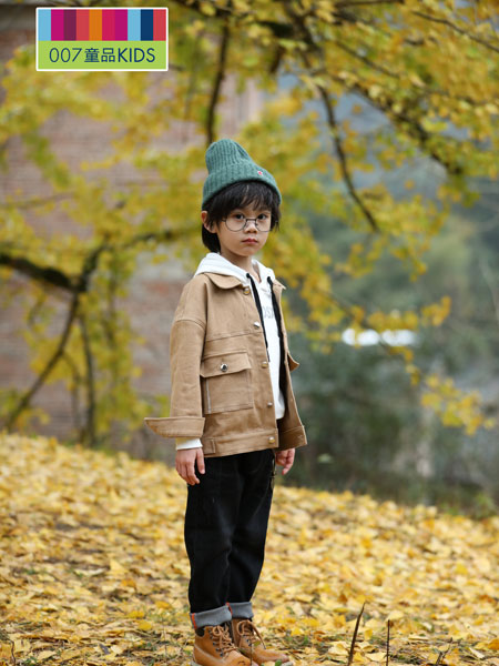 007童品童装品牌2019秋冬新款鹅黄色牛仔外套短款韩版