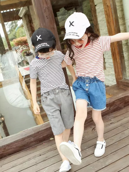 童淘库（TTAOK）童装品牌2019春夏新款时尚潮流休闲条纹短袖T恤