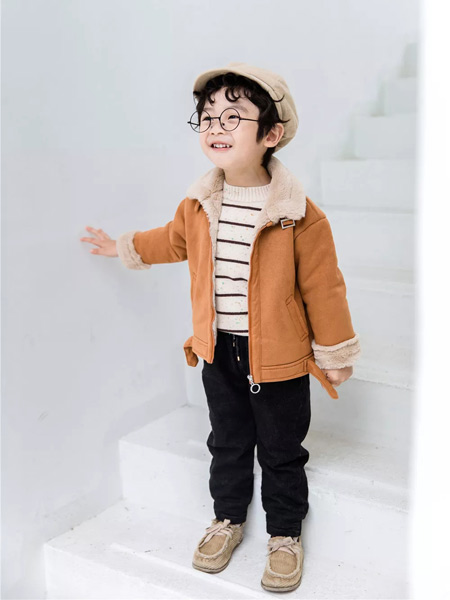 南瓜娃娃童装品牌2019秋季新款时尚韩版潮流洋气加绒加厚鹿皮绒外套