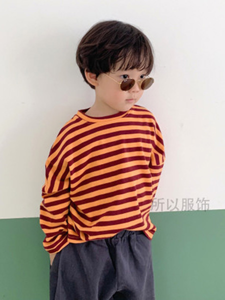 所以童装品牌2019秋季新款韩版长袖中性纯棉打底衫条纹印花圆领上衣