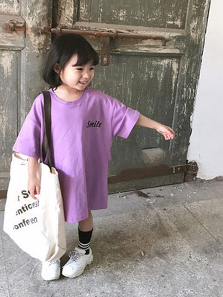 小小韩童品童装品牌2019春夏新款韩版宽松短袖卫衣裙