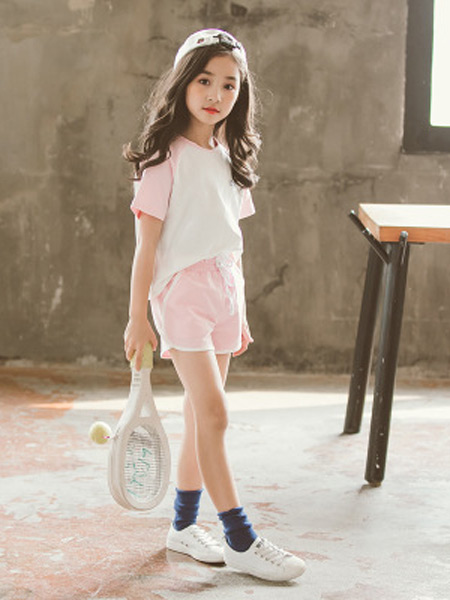 奥迈丽童装品牌2019春夏新款韩版时尚运动套装