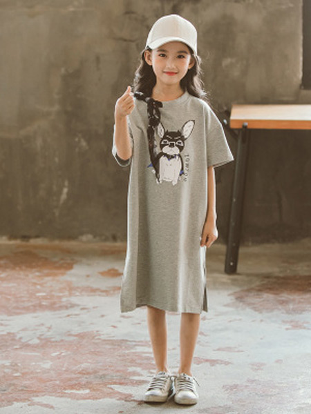 童装品牌2019春夏新款韩版短袖中长款公主裙