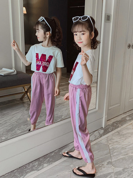 文剑雅业童装品牌2019春夏新款韩版运动两件套