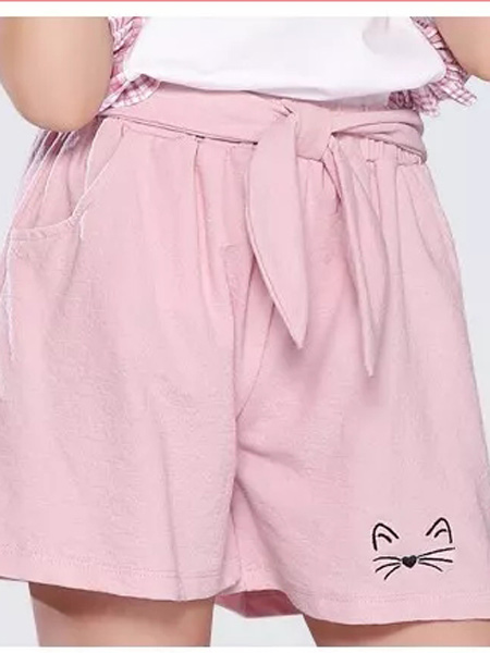 杰米兰帝童装品牌2019春夏新款韩版休闲宽松粉红短裤