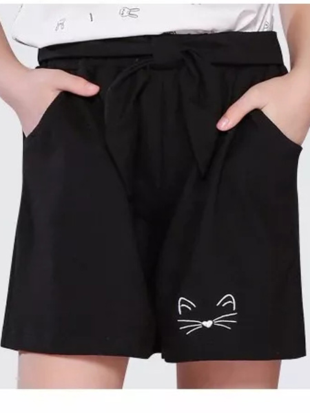 杰米兰帝童装品牌2019春夏新款韩版休闲宽松短裤猫咪印花甜美可爱