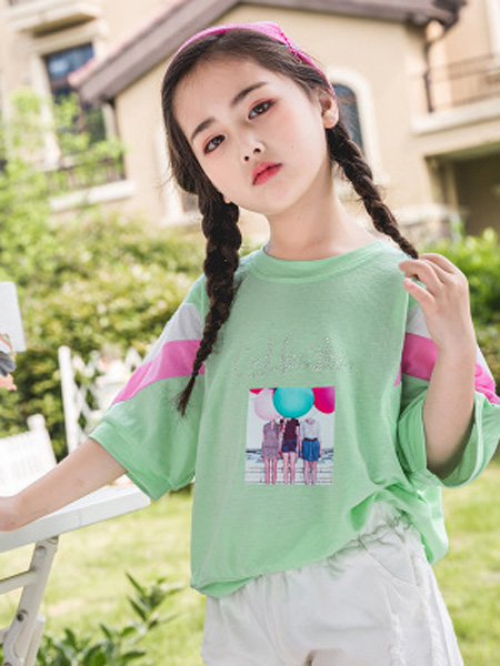 童装品牌2019春夏新款韩版潮流卡通拼色纯棉短袖T恤