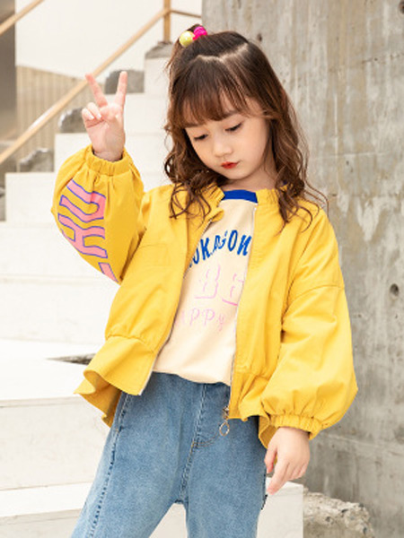 童装品牌2019秋季新款韩版潮范字母印花长袖纯棉外套