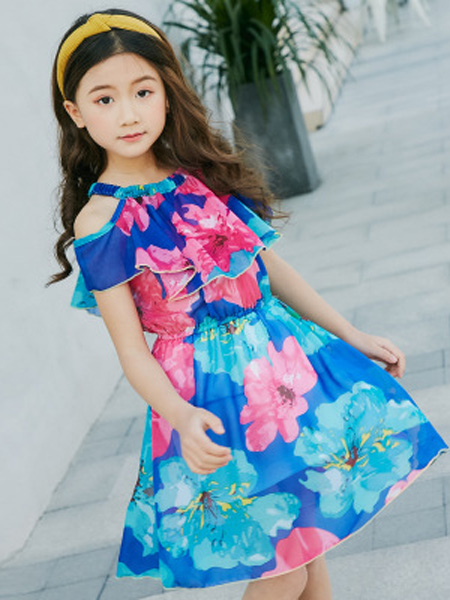 童装品牌2019春夏新款韩版洋气吊带连衣裙雪纺公主裙子