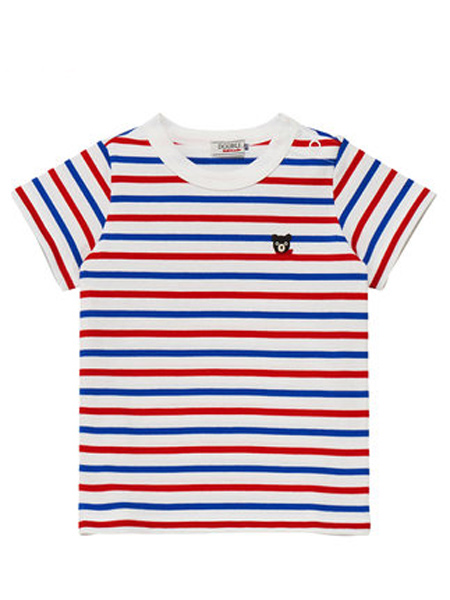 MIKI HOUSE童装品牌2019春夏新款经典彩色条纹短袖T恤