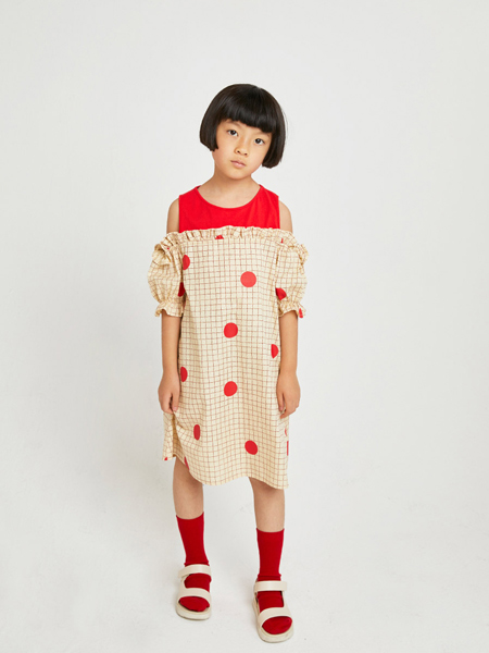 Milk & Biscuits童装品牌2019春夏新款韩版时尚一字领连衣裙